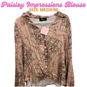 BRAND NEW w TAGS Paisley Button Down Impressions Top